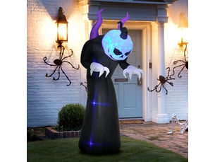 Décoration gonflable d'halloween fantôme à tête de citrouille avec éclairage led en polyester noir 88 × 79 × 210 cm