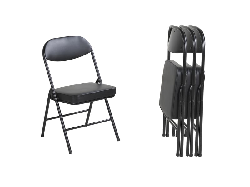  Lot de 4 chaises pliantes rembourrées, cadre métal robuste – siège bureau intérieur, 100 kg, sans montage  - Conforama E