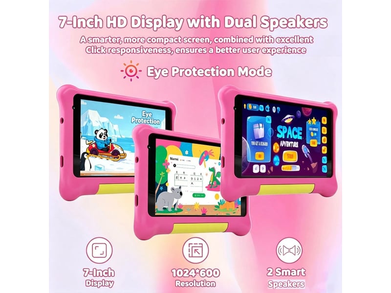  Tablette tactile enfants 7 pouces android 15 wifi 6 bluetooth 5.4 avec controle parental  - Conforama C