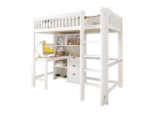 Lit mezzanine 90x200 cm MEUBLIV coloris blanc