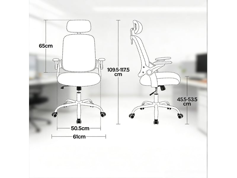  Fauteuil de bureau ergonomique 63,5 x 47 cm – noir – dossier haut, appuie-tête et accoudoirs 3d réglables  - Conforama C