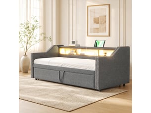 Lit avec rangement 180x190 cm ELVMI   coloris gris