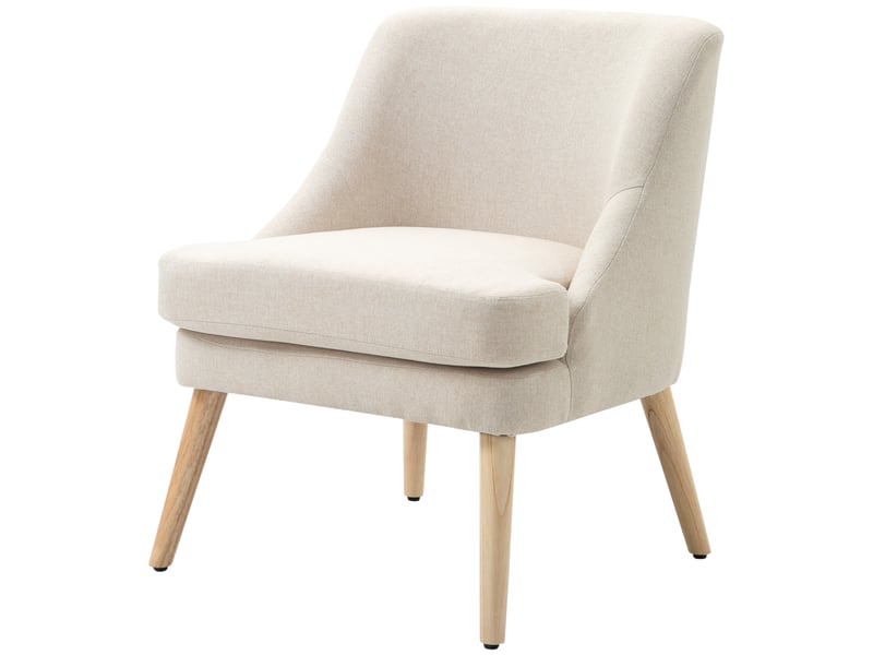  Fauteuil scandinave fauteuil salon confortable fauteuil pour chambre pieds en bois massif revêtement tissu lin beige  - Conforama B