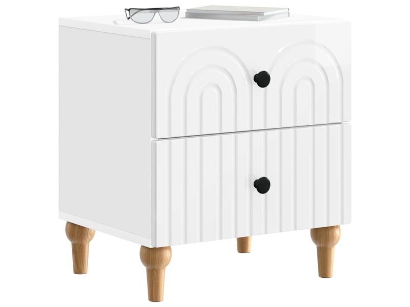  Table de chevet - cabinet de chevet - table de nuit avec tiroir blanc brillant 43 x 34,5 x 48 cm  - Conforama B