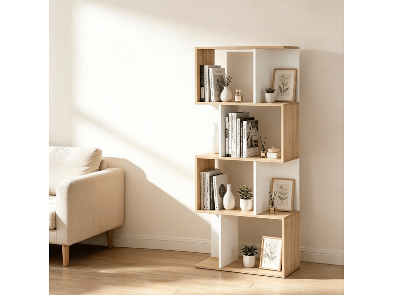Bibliothèque minimaliste en s, étagère ouverte design, tour de rangement séparateur élégant - Conforama E