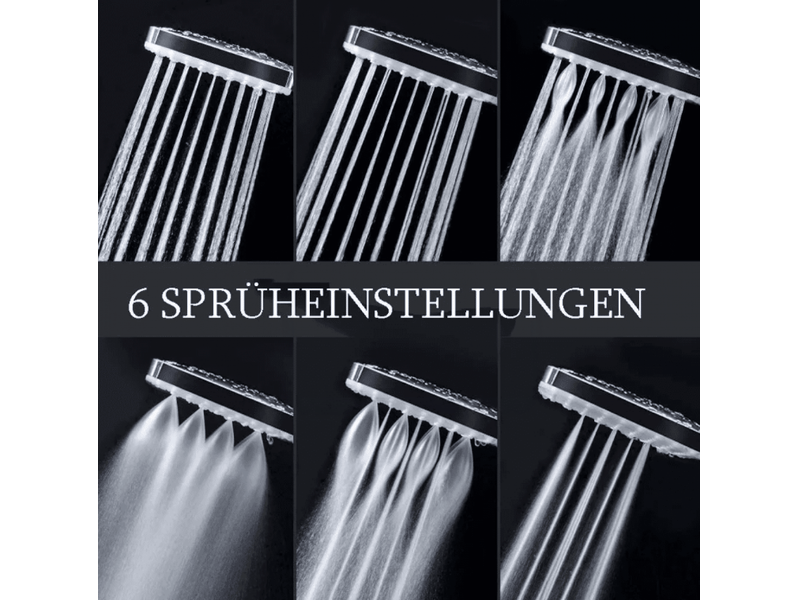  Bandeau de douche à main, tuyau de 1,5 m, bandeau de douche à effet pluie, 6 types de jets  - Conforama C