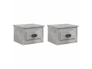 Lot de 2 tables de chevet - cabinet de chevet - table de nuit murales gris béton 41,5x36x28 cm