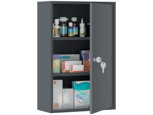 Armoire à pharmacie murale, meuble de salle de bain avec 3 étagères, 2 clés, 40 x 18 x 60 cm, grise