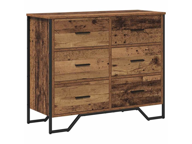  Commode chambre adulte, armoire à tiroirs 6-tiroir bois ancien 91x35,5x74,5 cm  - Conforama A