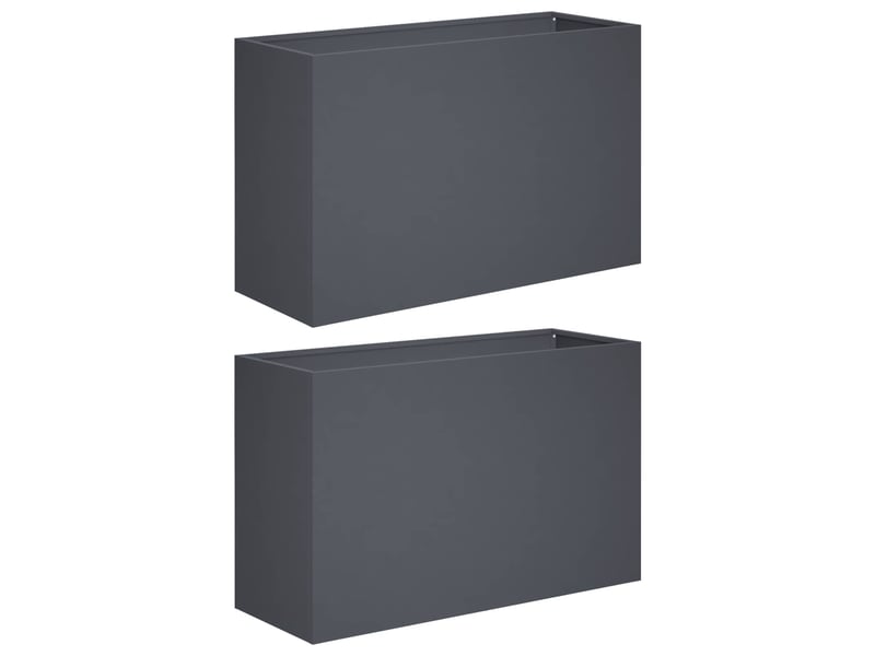  Jardinière - cache-pot de jardin 2 pcs anthracite 80 x 40 x 50 cm  - Conforama A