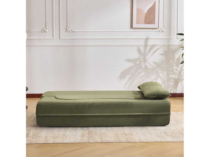  Canapé-lit futon 2 places vert olive 180 x 55 x 70 cm  - Conforama D