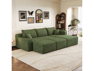 Canapé d'angle compressé panoramique fixe <strong>HAUSS SPOLE</strong> <strong></strong> 4 places Velours côtelé Vert