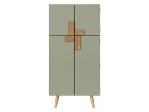 Armoire de cuisine colonne haute avec 4 portes, rangement avec étagères sur portes et tablettes réglables