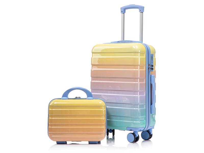  Set de valises rigides,20 pouces et trousse 14 pouces,à serrure à code,pc,jaune  - Conforama A