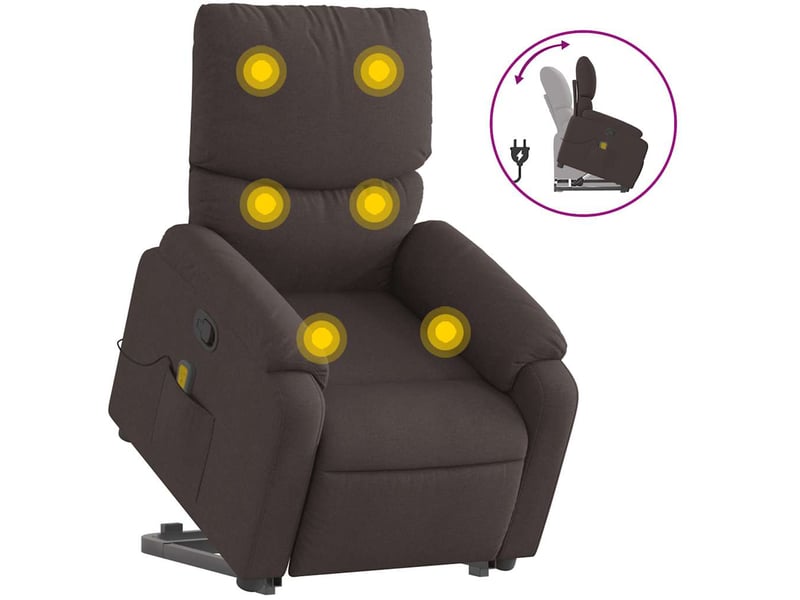  Fauteuil inclinable de massage, fauteuil relax marron foncé tissu shl3648  - Conforama A