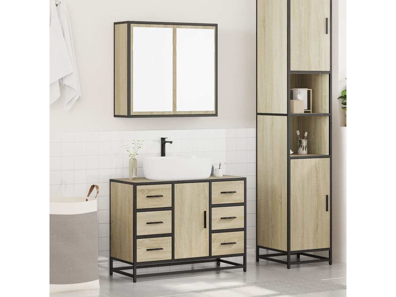 Ensemble de meubles de salle de bain 2 pcs chêne sonoma cf63600 - Conforama C