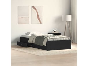 Lit adulte, lit simple, cadre de lit chêne noir 100x200cm bois d'ingénierie cf6069