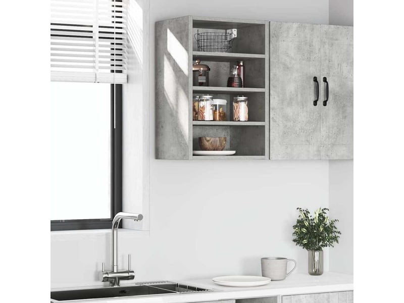  Meuble de rangement cuisine, armoire suspendue gris béton 40x29,5x60cm bois d'ingénierie  - Conforama C