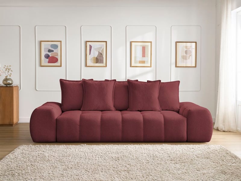  Bobochic canapé droit fixe 3 places everest tissu chiné rouge EVEREST - Conforama C