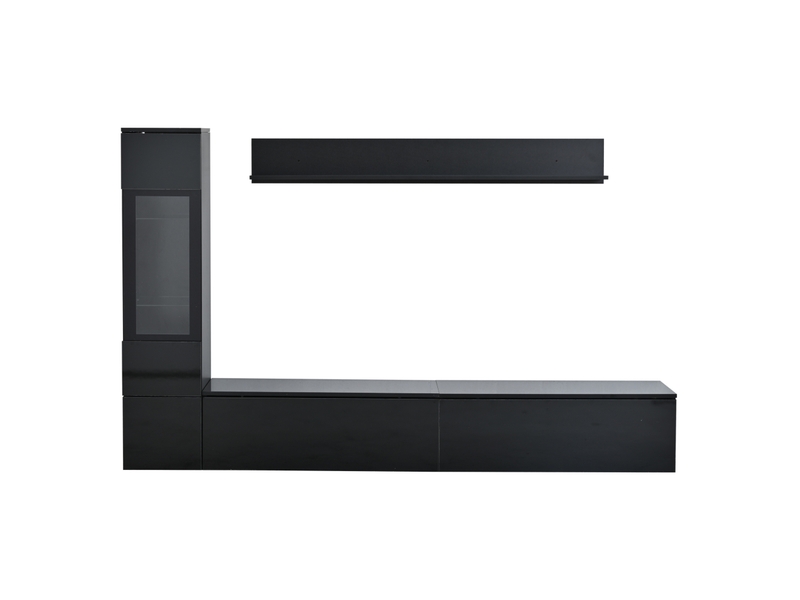 Ensemble mural tv 3 pièces led 180x33x30 cm noir brillant - Conforama E