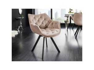 Lot de 2 chaises design comfy pivotantes à 180° en velours beige champagne capitonné et pieds noirs