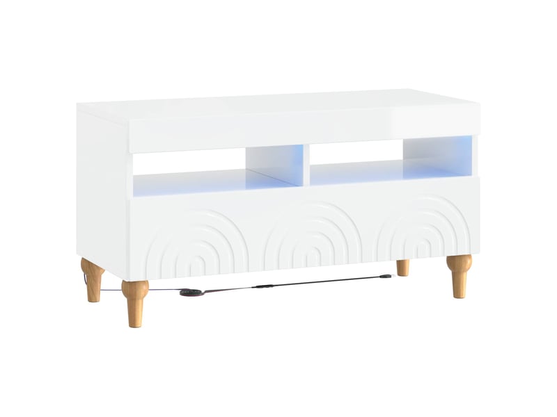  Ensemble de 3 meubles tv led blanc brillant bois d'ingénierie shl17205  - Conforama E