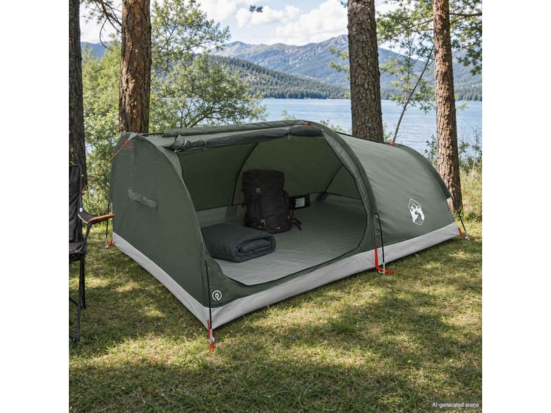  Tente de camping, tente de randonnée imperméable 1 personne vert armée  - Conforama B