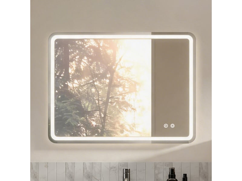  Miroir de salle de bain - éclairage led - mural - glass - argent - 60 x 80 x 3 cm - salle de bain ML0224R0DE - Conforama B