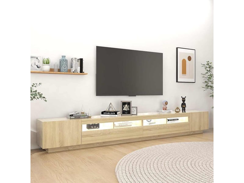  Meuble tv - banc tv - meuble de rangement avec lumières led chêne sonoma 300x35x40 cm  - Conforama C
