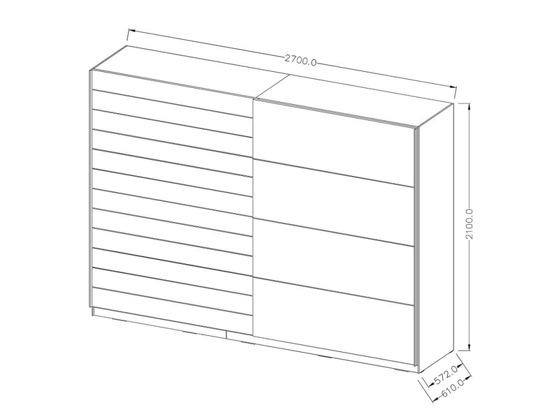 Armoire floyd 270 cm - 2 portes coulissantes avec miroirs coloris bois brut - Conforama D