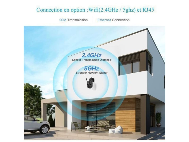  Caméra de sécurité extérieure wifi 2.5k 4mp double lentille zoom hybride 6x vision couleur jusqu’à 20 m  - Conforama D