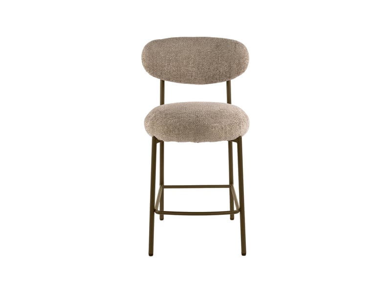  Lot de 2 chaises de bar 51x55x95 cm en tissu texturé sable et bronze  - Conforama C