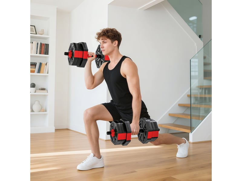  Ensemble d'haltères 6 en 1, réglables jusqu'à 20 kg, pour l'entraînement musculaire à domicile  - Conforama D