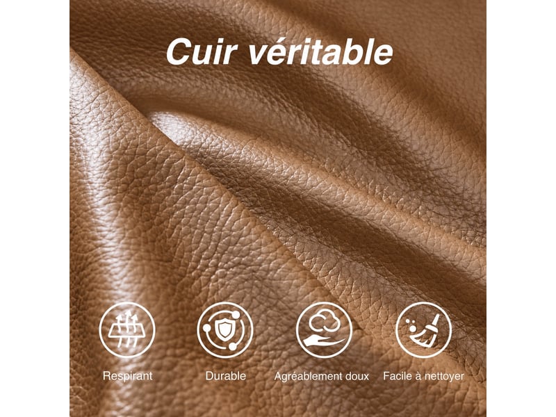 Fauteuil relax électrique pivotant 270° – cuir véritable pleine fleur premium – usbusb-c - Conforama D