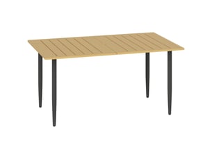 Table de jardin 150 x 90 cm – marron – acier résistant aux intempéries, trou pour parasol central