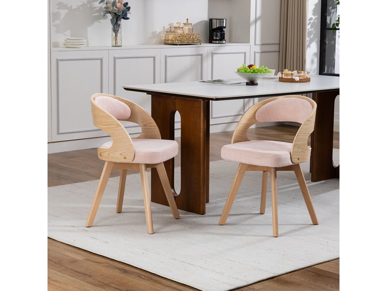 Chaise de salle à manger pivotante 360°, lin rose  - Conforama C