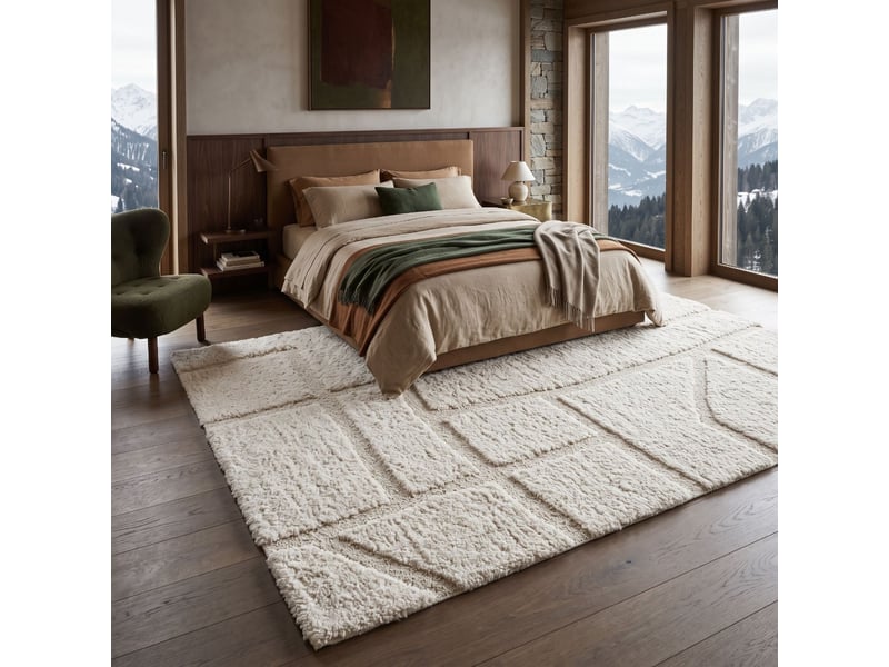  Tapis shaggy doux à relief graphique crème 160x230  - Conforama E