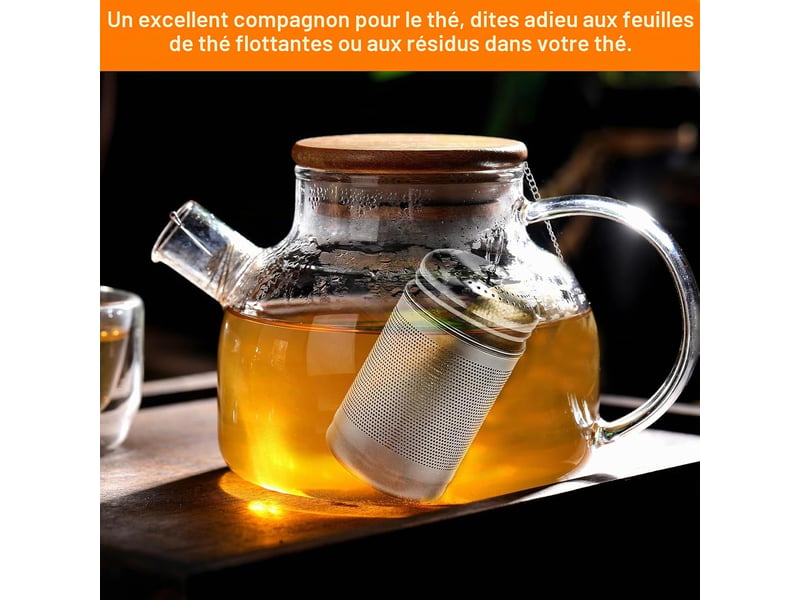  2 pièces passoire à thé pour thé en vrac, filtre à thé en acier inoxydable avec couvercle et chaîne, filtre à thé pour thé en vrac (4x7,5 cm) CSLZF-KAI0012420LZF - Conforama E