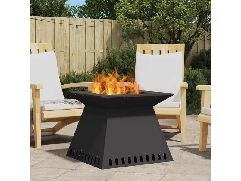  Brasero exterieur, foyer camping noir 60x60x50 cm acier patiné  - Conforama B