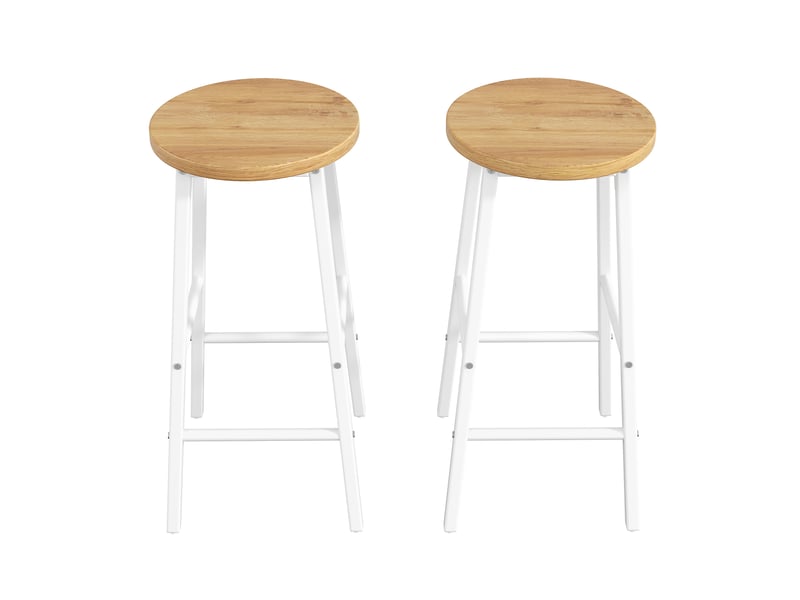  Îlot de cuisine blanc avec deux tabourets de bar, table rabattable, rangements multiples et 5 roulettes pivotantes, 137,9 cm  - Conforama A