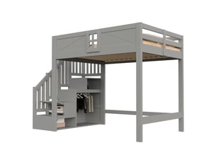Lit mezzanine 140x200 cm <strong>DZMDIP</strong>  <strong></strong> coloris gris