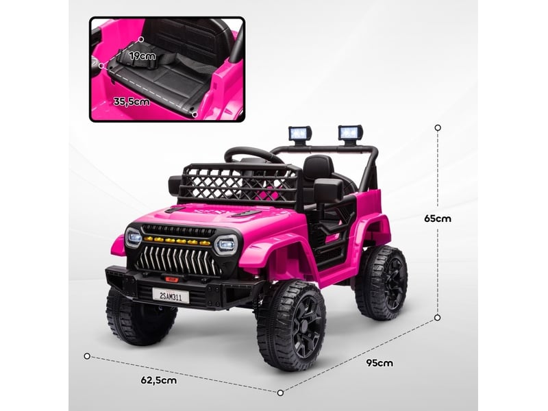  Voiture électrique 12 v pour enfants 95x62,5x65 cm avec télécommande 2,4 ghz rose  - Conforama C