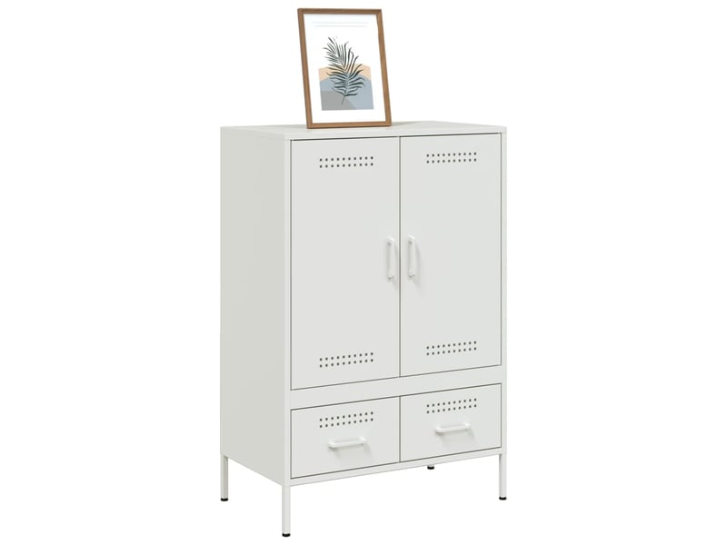  Buffet haut - bahut - meuble de rangement blanc 68x39x101,5 cm acier  - Conforama D