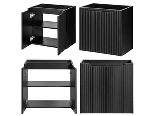 Meuble sous lavabo salle de bain rangement design avec 2 portes 60 x 60 x 40 cm noir effet chêne 03_0010016
