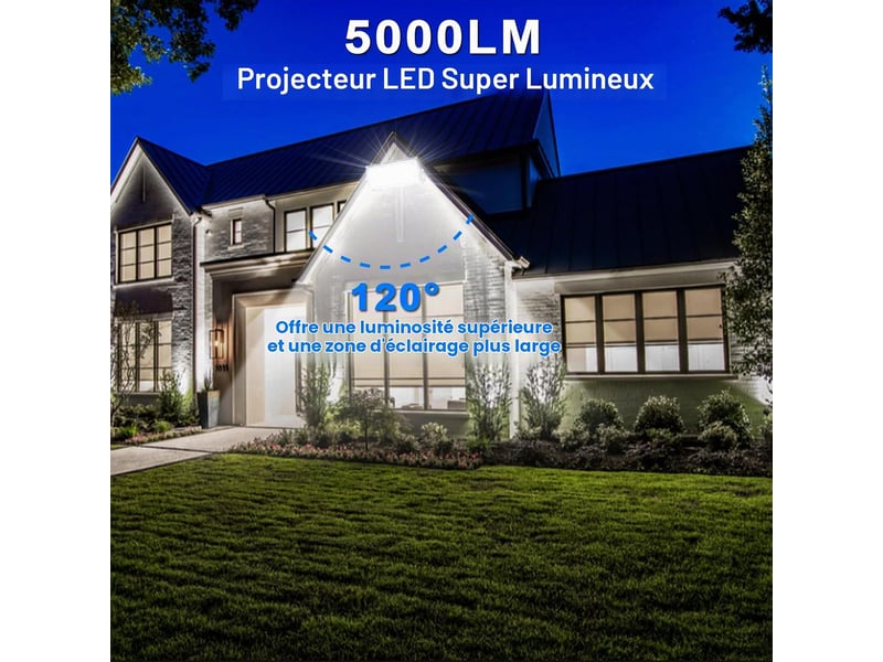  Projecteur led exterieur 50w, 2 pièce 5000lm spot led extérieur 50led  - Conforama B