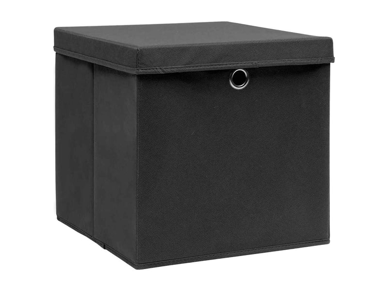  Boîtes de rangement avec couvercles 4 pcs 28x28x28 cm noir  - Conforama C