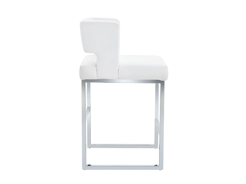 Lot de 2 tabourets de bar 53x48x91 cm, chaises hautes avec assise carrée, meuble cuisine, pieds métal argenté, pu blanc - Conforama D