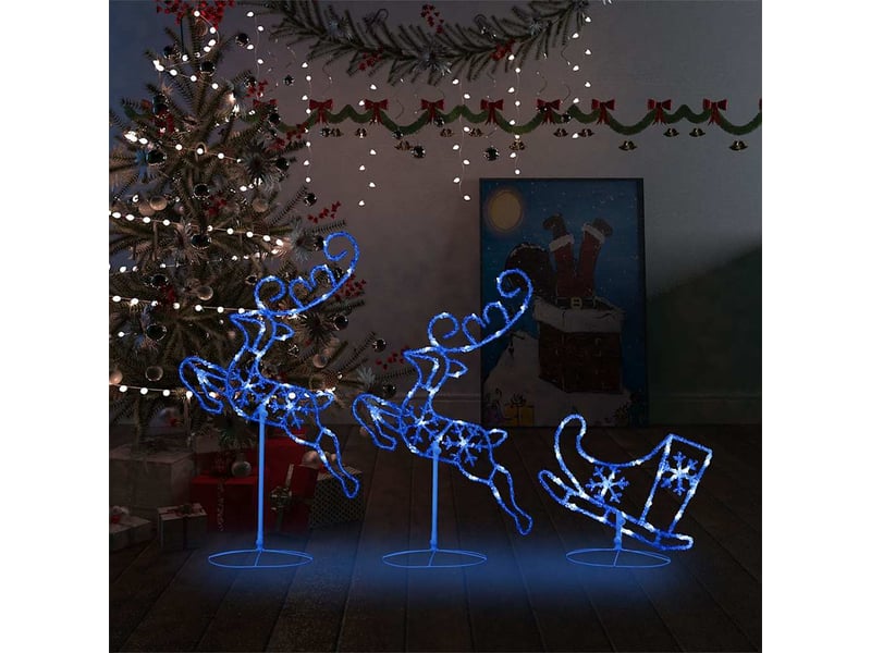  Rennetraîneaux noël volant acrylique 260x21x87 cm bleu  - Conforama B