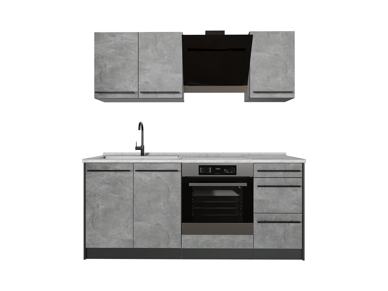  Vicco cuisine, bétonanthracite, 180cm plan de travail marbre  - Conforama A