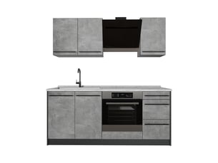 Vicco cuisine, bétonanthracite, 180cm plan de travail marbre